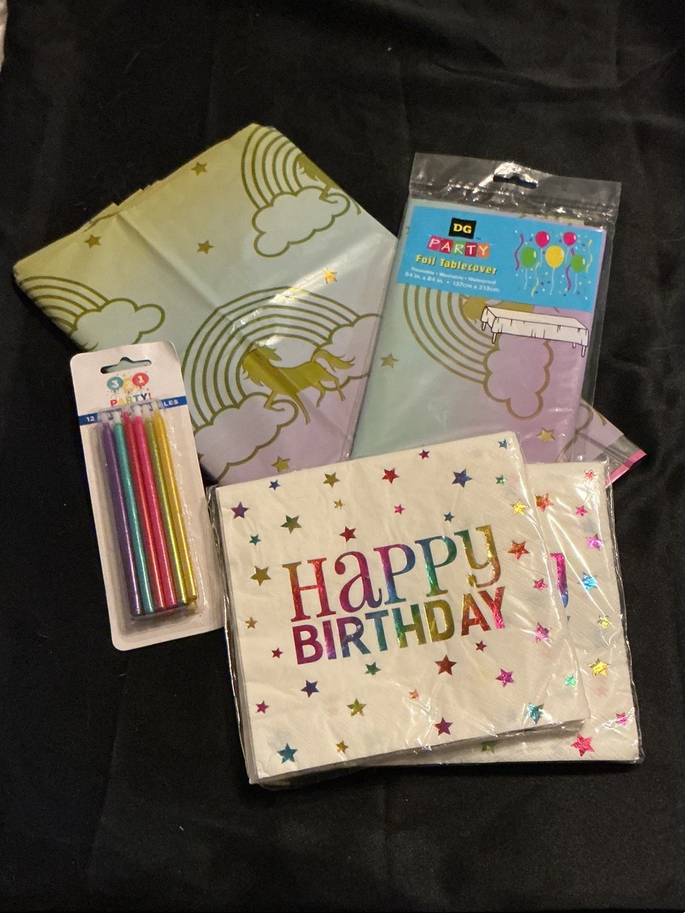 NWT Rainbow 'Happy Birthday' Napkins and Tableware Set - 5 pcs